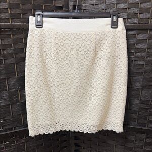 Forever 21 Cream Floral Crochet Pencil Skirt